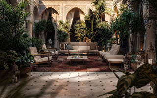 Courtyard with seating and plants.