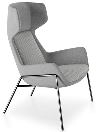 Grey armchair with mital legs and gret upholstery