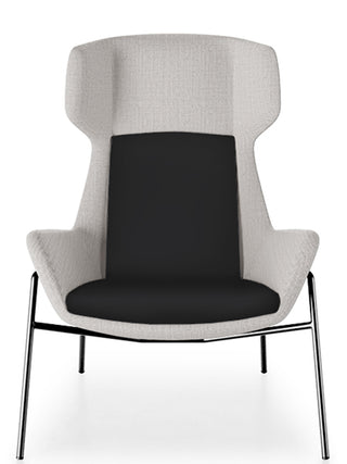 Modern chair with gray backrest and black seat on a white background
