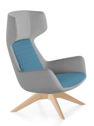 Modern chair with gray and blue design on a white background