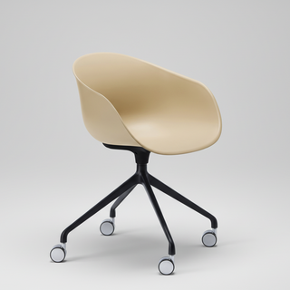 Beige chair with black base on a white background