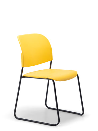 Advanta_Lumia-76 yellow chair with black metal frame on a white background