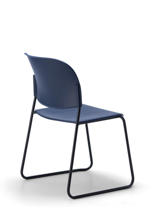 Advanta_Lumia-79 blue chair with black metal frame on a white background