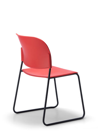 Advanta_Lumia-81 red chair with black metal legs on a white background
