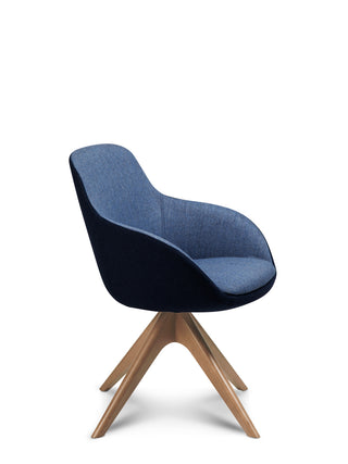 Blue chair timber legs on white background
