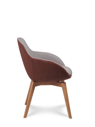 Chair with a maroon backrest and gray seat on a white background
