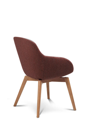 Brown chair with wooden legs on a white background