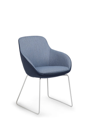 Blue chair with metal legs on a white background