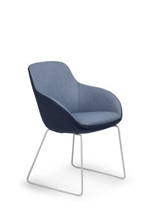 Two tone chair with white metal legs on a white background