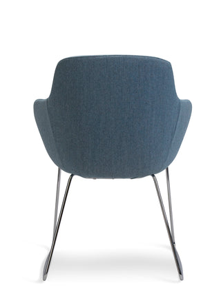 Blue chair with metal legs on a white background
