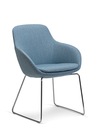 Blue chair with metal legs on a white background