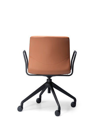Back Odin brown office chair with arms black metal frame on a white background