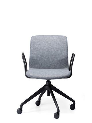 Front Odin gray office chair witharms  black base on a white background