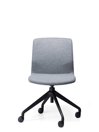 Front Odin gray office chair with no arms black wheels on a white background