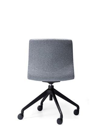 Back Odin gray office chair with no arms black wheels on a white background