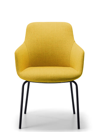 Yellow chair with black legs on a white background