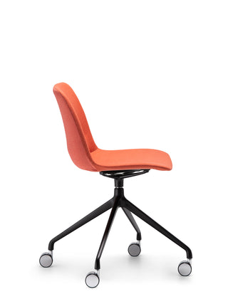 Nu Soul side orange office chair with black swivel base on a white background