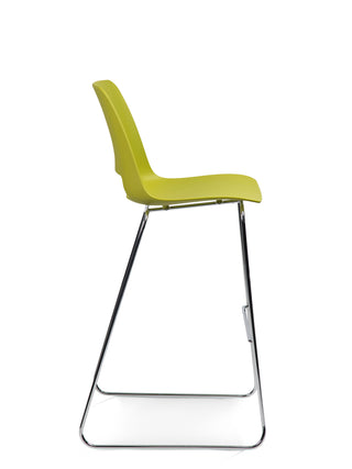 Side Nu Soul green stool with a metal frame on a white background