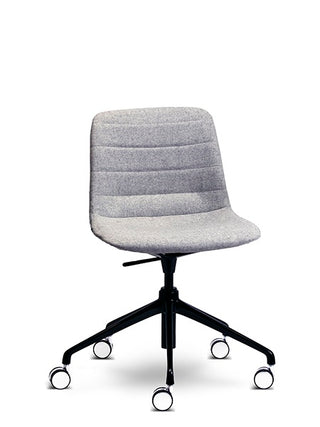 Gray office chair with black wheels on a white background