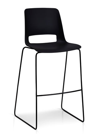 Nu Soul PP black bar stool with a minimalist design on a white background