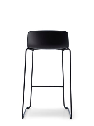 Black bar stool with a white background