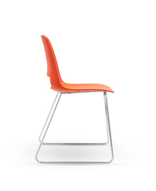 Side Nu Soul orange chair with transparent legs on a white background