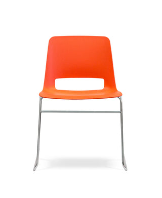 Front Nu Soul orange chair with metal legs on a white background