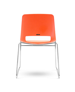 Back Nu Soul orange chair with metal legs on a white background