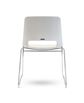 Back Nu Soul white chair with metal legs on a white background