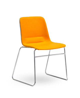 Nu Soul orange chair with metal legs on a white background