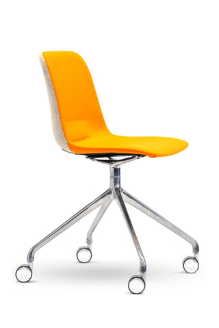 Modern orange chair with a white background