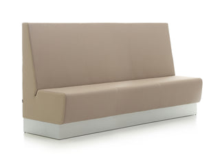 Beige and white booth-style seating on a white background