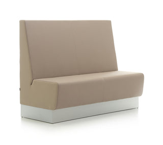 Beige booth seat with white base on a white background