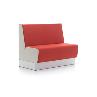 Modern red and white sofa on a white background