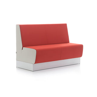 Red and white modular sofa on a white background