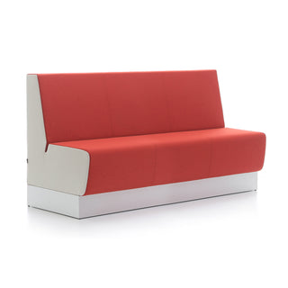 Red and white sofa on a white background