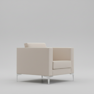 Beige armchair on a light gray background