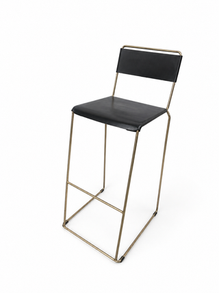 Brass and Blk leather bar chair