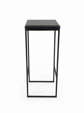 Black powder coat barstool back timber seat
