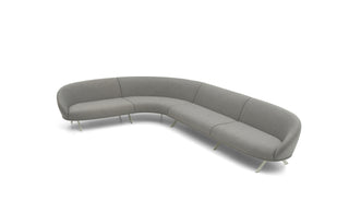 Gray curved sofa on a white background