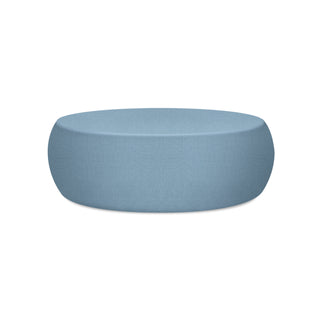 Blue cylindrical ottoman on a white background