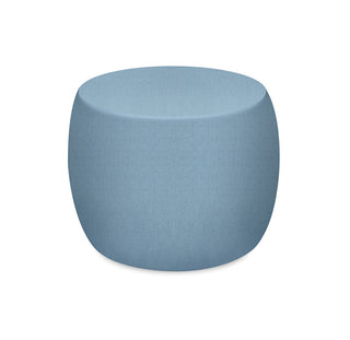 Blue cylindrical ottoman on a white background