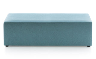 Blue upholstered bench on a white background