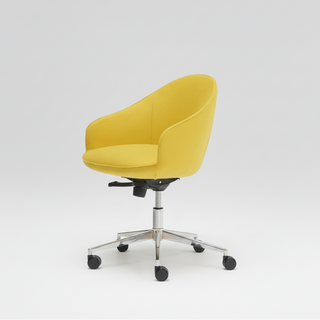 Yellow office chair with a white background
