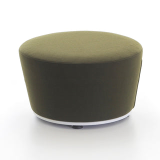 Green round ottoman on a white background
