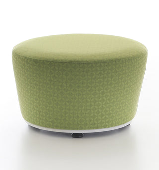 Green patterned ottoman on a white background