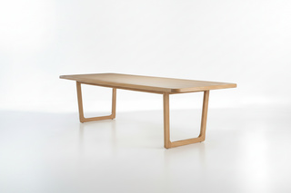 Wooden table on a white background