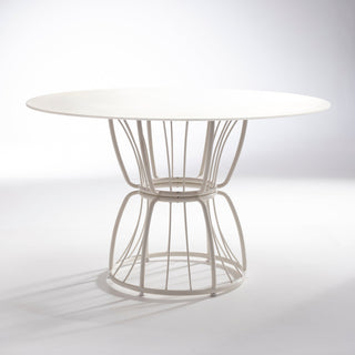 ND lounge table with wireframe base on a white background