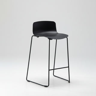 Black bar stool with a white background