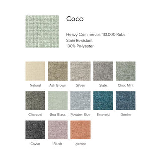 Fabric swatches from the Coco house fabric range.